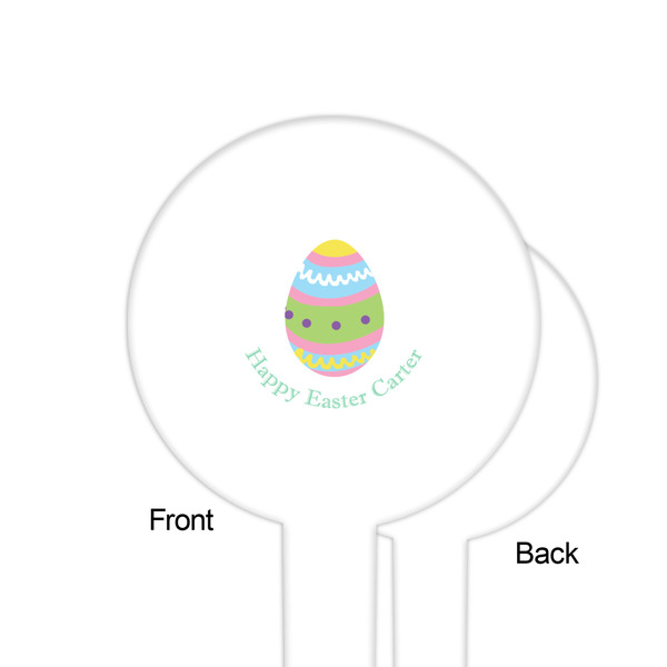 Easter Eggs White Plastic 6" Food Pick - Round - Single Sided - Front & Back