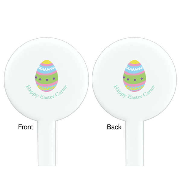 Easter Eggs White Plastic 7" Stir Stick - Double Sided - Round - Front & Back