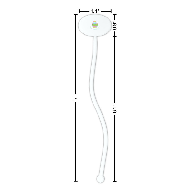 Easter Eggs White Plastic 7" Stir Stick - Oval - Dimensions