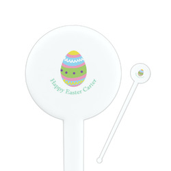 Easter Eggs 7" Round Plastic Stir Sticks - White - Single Sided (Personalized)