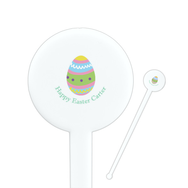 Custom Easter Eggs 7" Round Plastic Stir Sticks - White - Double Sided (Personalized)