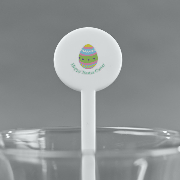Easter Eggs White Plastic 7" Stir Stick - Round - Main