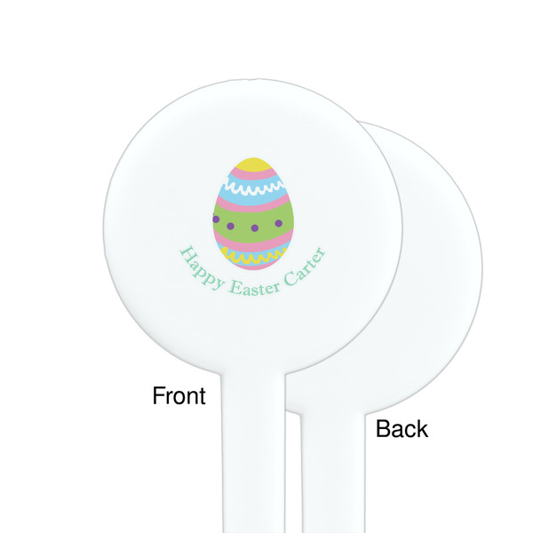 Easter Eggs White Plastic 7" Stir Stick - Single Sided - Round - Front & Back