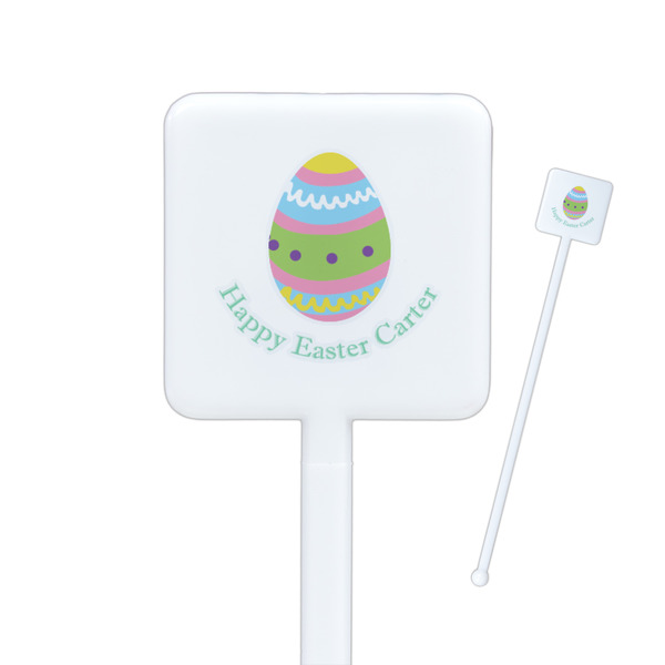 Custom Easter Eggs Square Plastic Stir Sticks - Single Sided (Personalized)