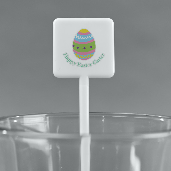 Easter Eggs White Plastic Stir Stick - Square - Main