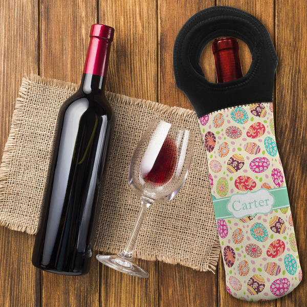 Easter Eggs Wine Tote Bag - FLATLAY