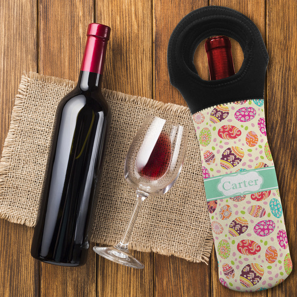 Easter Eggs Wine Tote Bag - FLATLAY
