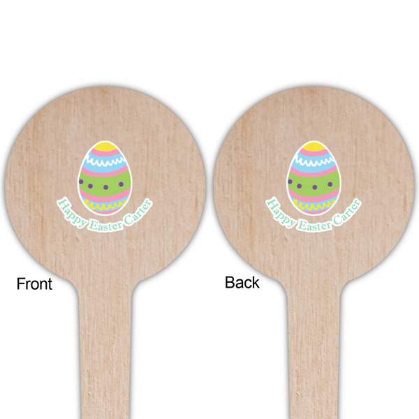 Easter Eggs Wooden 4" Food Pick - Round - Double Sided - Front & Back