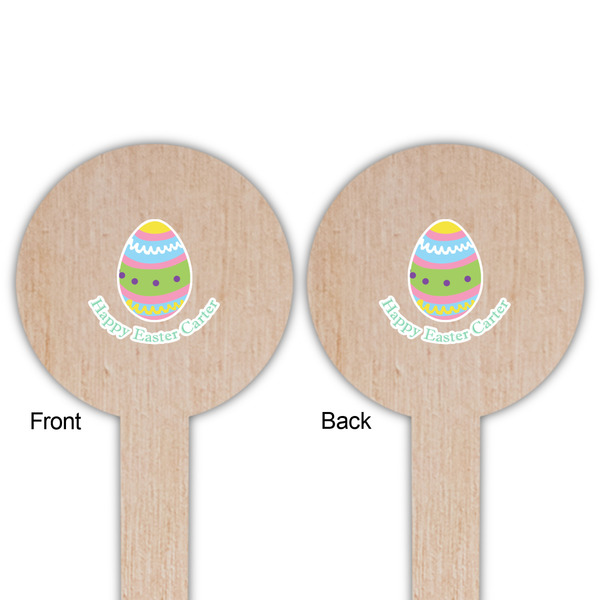 Easter Eggs Wooden 6" Food Pick - Round - Double Sided - Front & Back