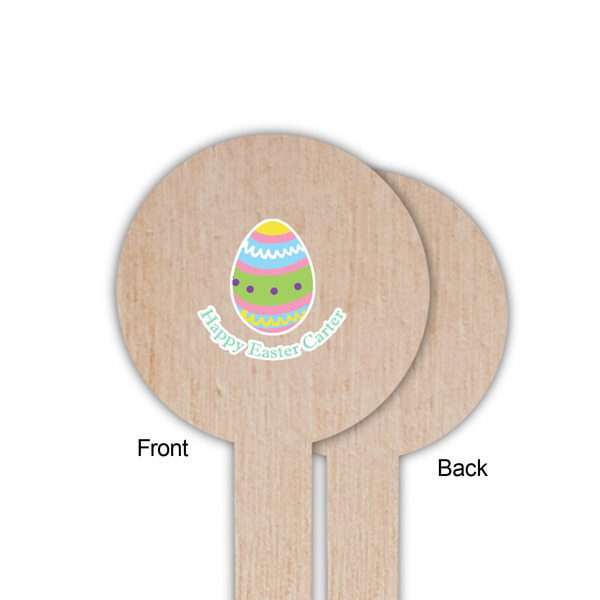 Easter Eggs Wooden 6" Food Pick - Round - Single Sided - Front & Back