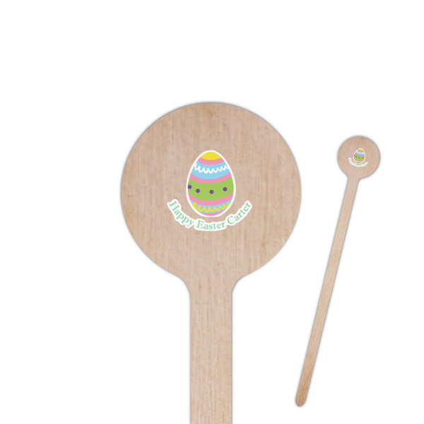 Custom Easter Eggs 7.5" Round Wooden Stir Sticks - Single Sided (Personalized)