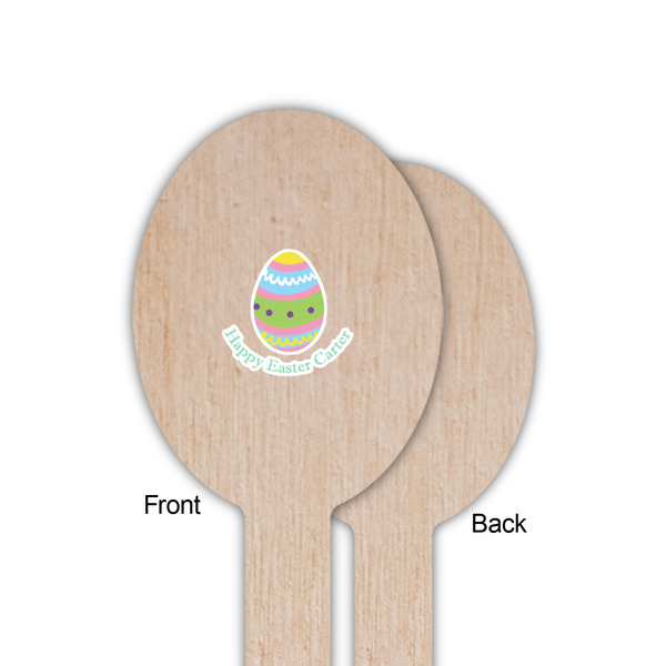 Easter Eggs Wooden Food Pick - Oval - Single Sided - Front & Back