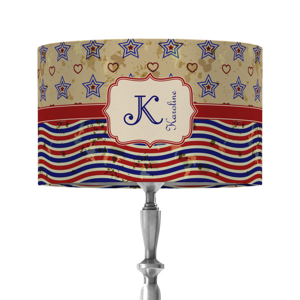 Custom Vintage Stars & Stripes 12" Drum Lamp Shade - Fabric (Personalized)