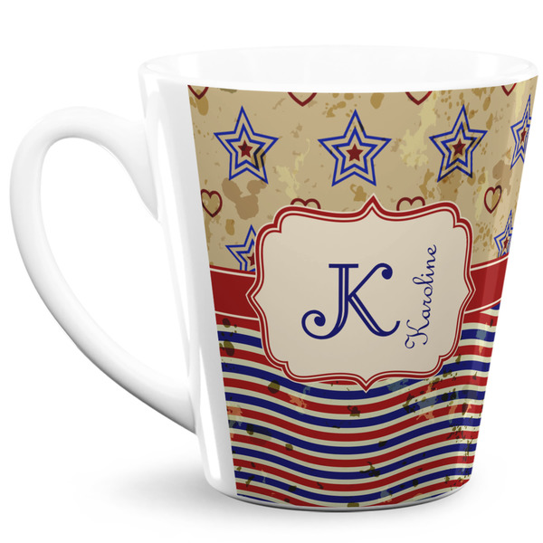 Custom Vintage Stars & Stripes 12 Oz Latte Mug (Personalized)