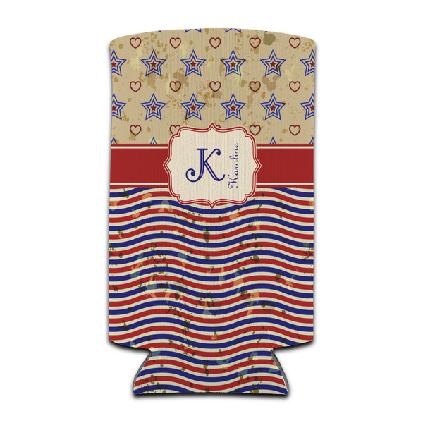 Custom Vintage Stars & Stripes Can Cooler (tall 12 oz) (Personalized)