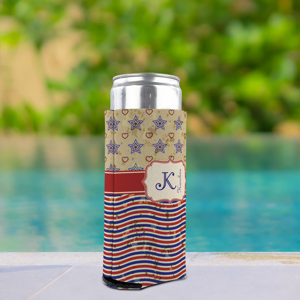 Vintage Stars & Stripes Can Cooler - Tall 12oz - In Context