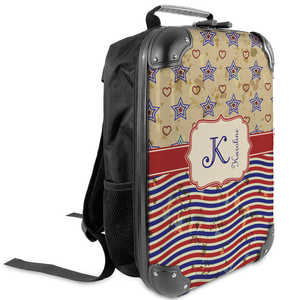 Custom Vintage Stars & Stripes Kids Hard Shell Backpack (Personalized)