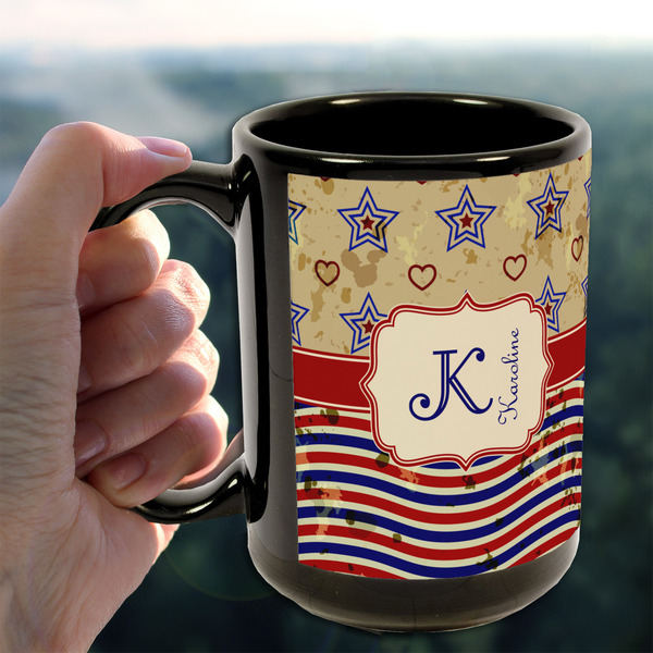 Vintage Stars & Stripes 15oz. Black Mug - LIFESTYLE