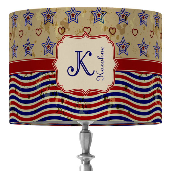 Custom Vintage Stars & Stripes 16" Drum Lamp Shade - Fabric (Personalized)
