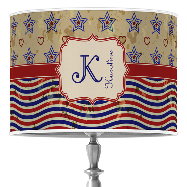 Custom Vintage Stars & Stripes 16" Drum Lamp Shade - Poly-film (Personalized)