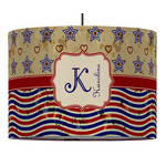 Vintage Stars & Stripes 16" Drum Pendant Lamp - Fabric (Personalized)
