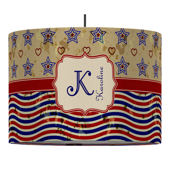 Custom Vintage Stars & Stripes 16" Drum Pendant Lamp - Fabric (Personalized)