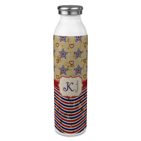 Custom Vintage Stars & Stripes 20oz Stainless Steel Water Bottle - Full Print (Personalized)