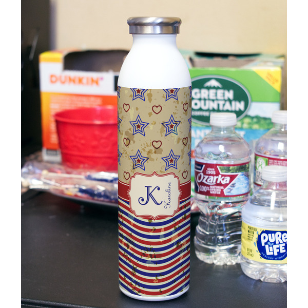 Vintage Stars & Stripes 20oz Water Bottles - Full Print - In Context