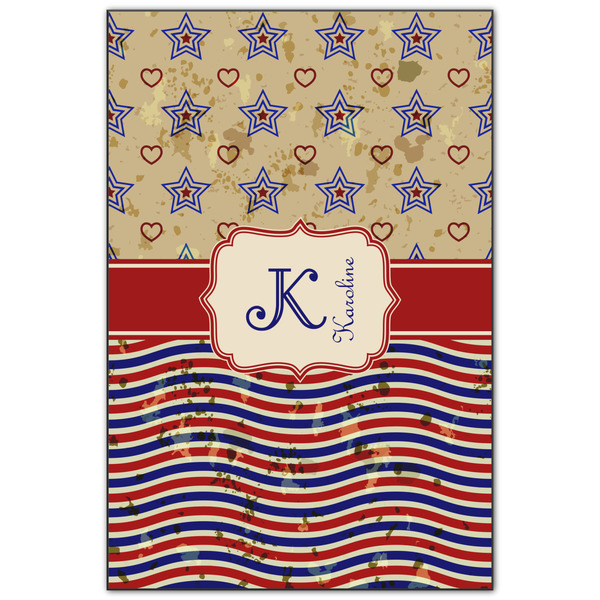 Custom Vintage Stars & Stripes Wood Print - 20x30 (Personalized)