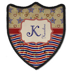 Vintage Stars & Stripes Iron On Shield Patch B w/ Name and Initial