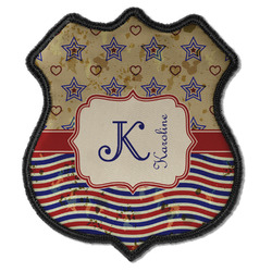 Vintage Stars & Stripes Iron On Shield Patch C w/ Name and Initial