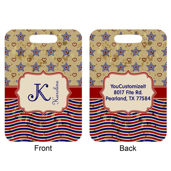 Vintage Stars & Stripes Aluminum Luggage Tag (Front + Back)