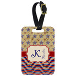 Vintage Stars & Stripes Metal Luggage Tag w/ Name and Initial