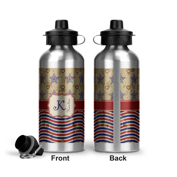 Vintage Stars & Stripes Aluminum Water Bottle - Front and Back
