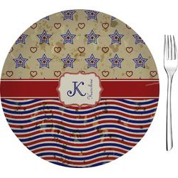 Vintage Stars & Stripes Glass Appetizer / Dessert Plate 8" (Personalized)