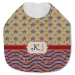 Vintage Stars & Stripes Jersey Knit Baby Bib w/ Name and Initial