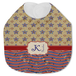 Vintage Stars & Stripes Jersey Knit Baby Bib w/ Name and Initial