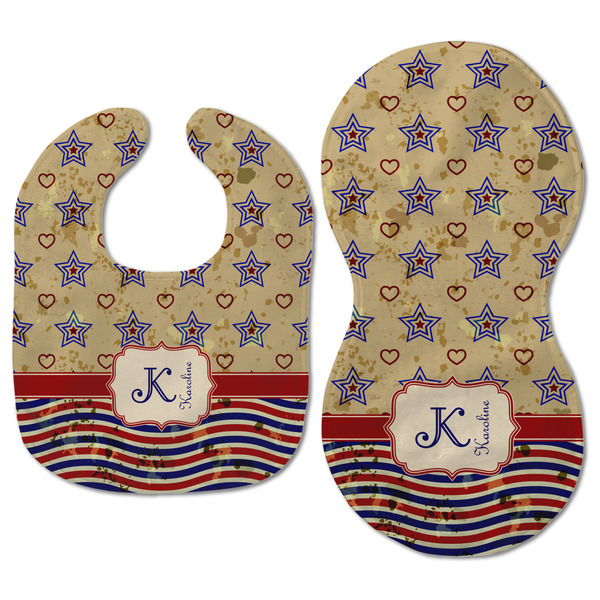 Vintage Stars & Stripes Baby Bib & Burp Set - Approval (new bib & burp)