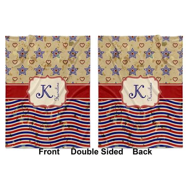 Vintage Stars & Stripes Baby Blanket (Double Sided - Printed Front and Back)
