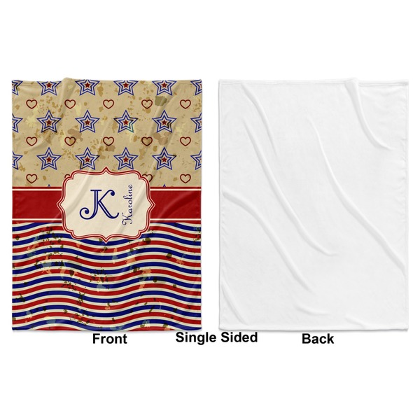 Vintage Stars & Stripes Baby Blanket (Single Side - Printed Front, White Back)