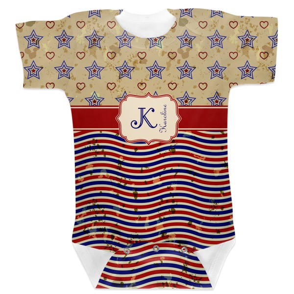 Custom Vintage Stars & Stripes Baby Bodysuit 3-6 (Personalized)