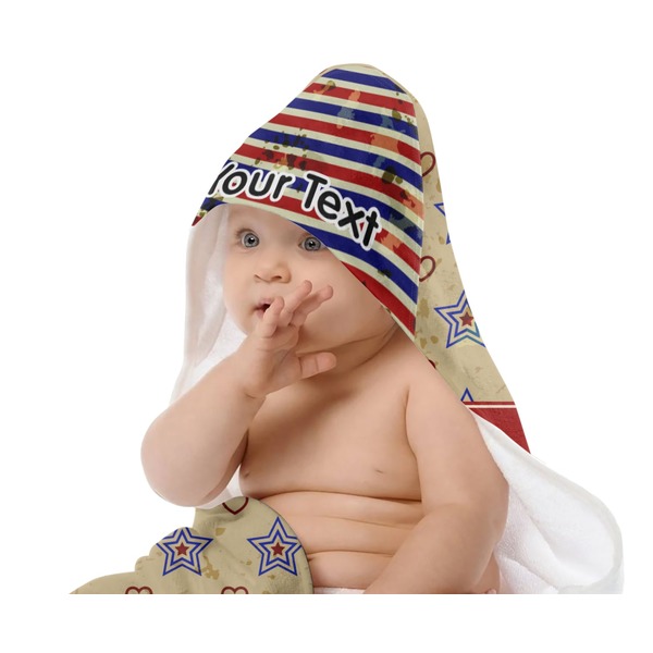 Vintage Stars & Stripes Baby Hooded Towel on Child