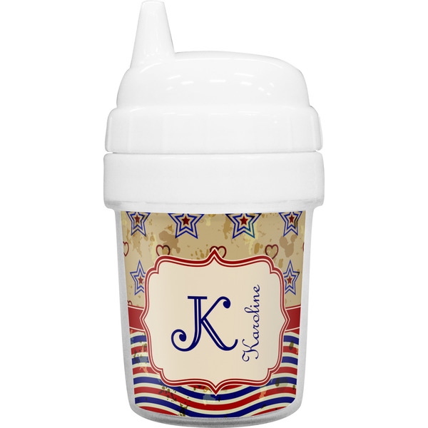 Custom Vintage Stars & Stripes Baby Sippy Cup (Personalized)