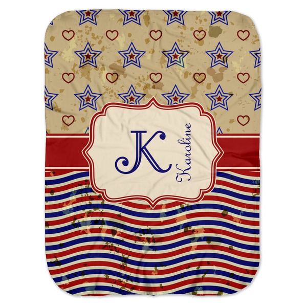 Custom Vintage Stars & Stripes Baby Swaddling Blanket (Personalized)