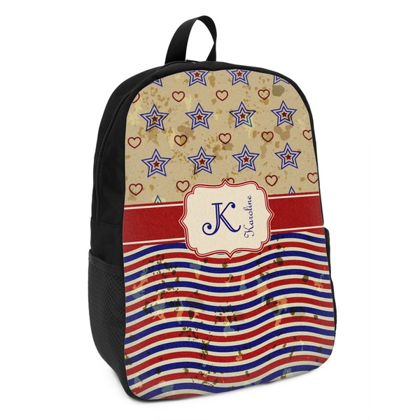Custom Vintage Stars & Stripes Kids Backpack (Personalized)