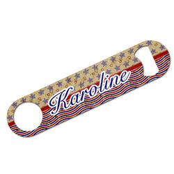 Vintage Stars & Stripes Bar Bottle Opener w/ Name and Initial