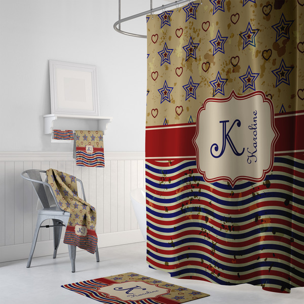 Vintage Stars & Stripes Bath Towel Sets - 3-piece - In Context