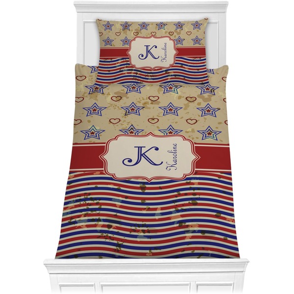 Custom Vintage Stars & Stripes Comforter Set - Twin XL (Personalized)