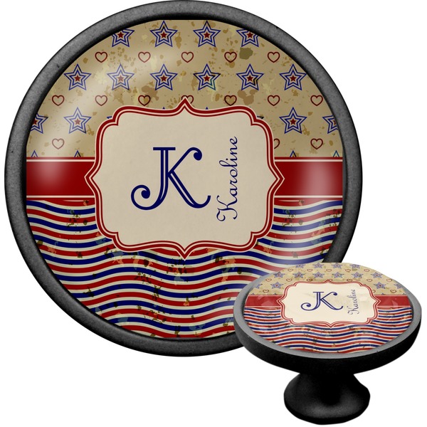Custom Vintage Stars & Stripes Cabinet Knob (Black) (Personalized)