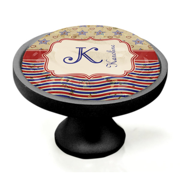 Vintage Stars & Stripes Black Custom Cabinet Knob (Side)